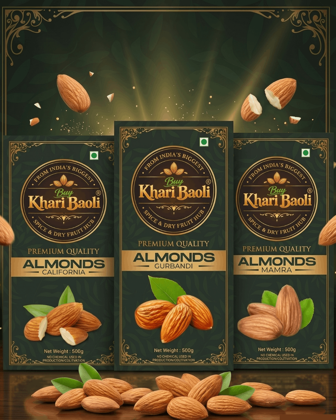 ALMOND COMBO (almond california500gm+almond mamra500gm+almond gurbandi500gm)