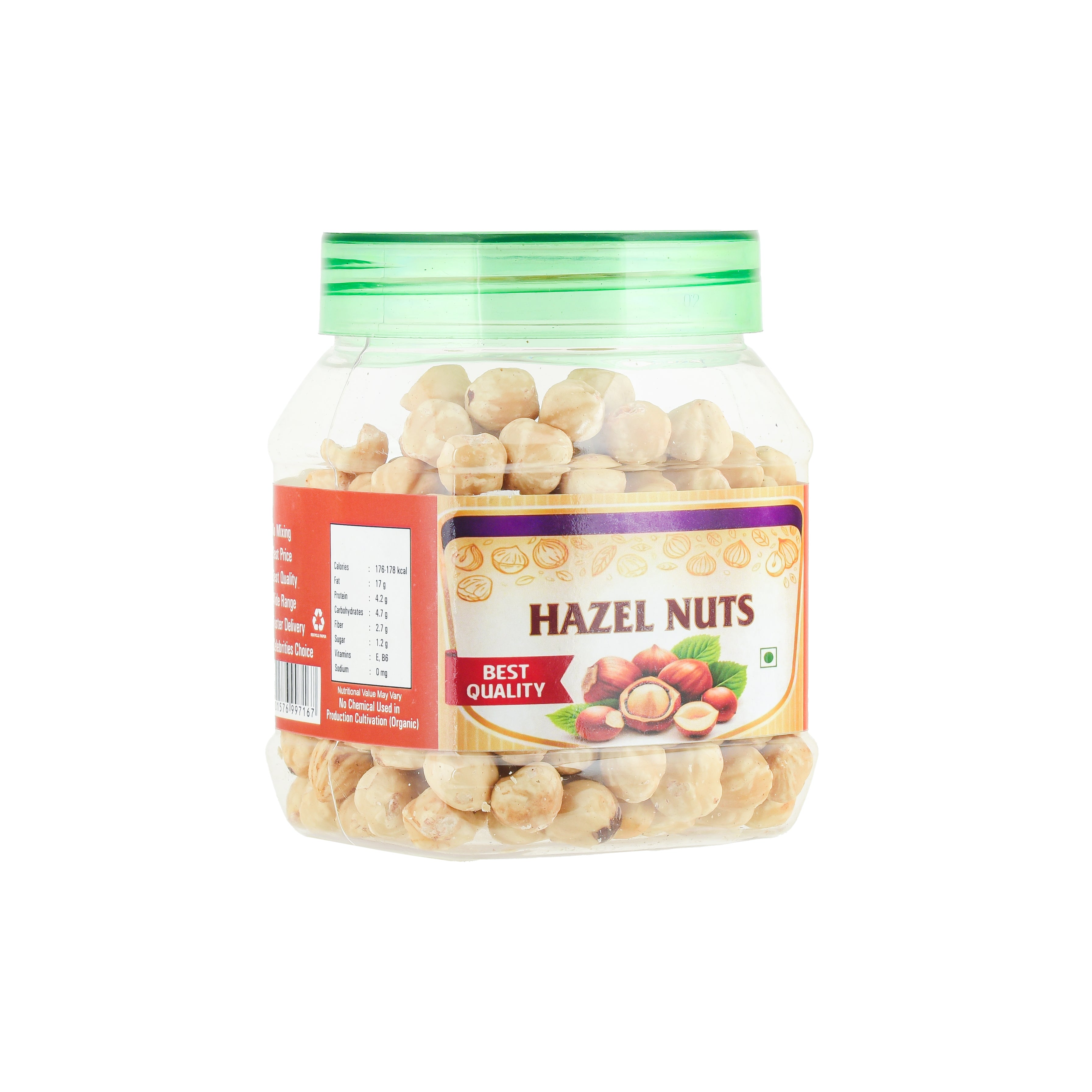 Jar of hazelnuts with a label