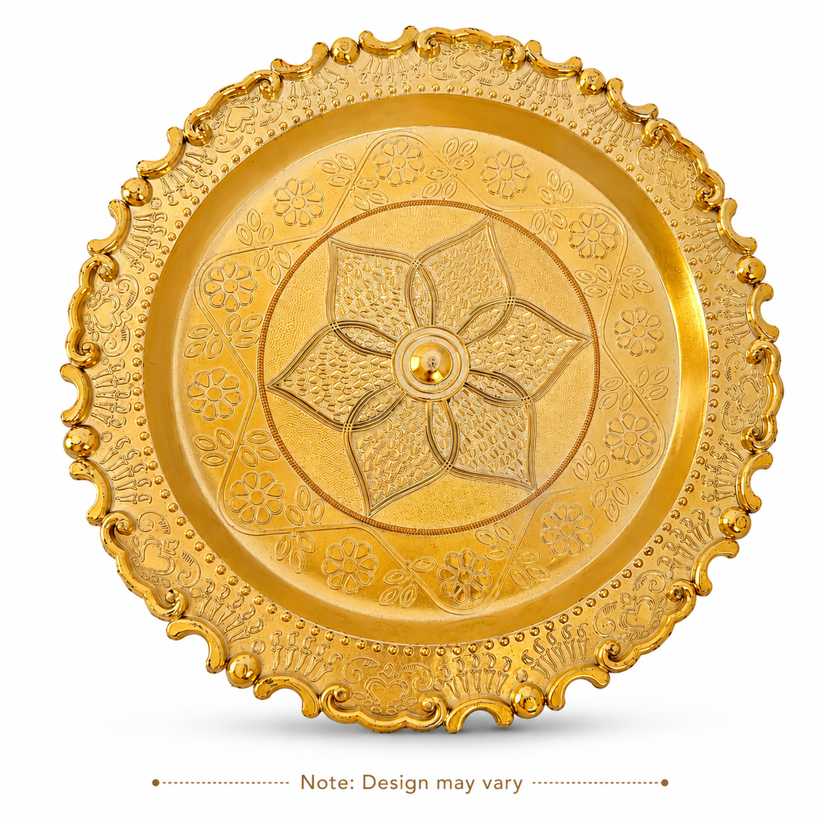 Decorative gold plate with intricate patterns