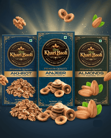 HEALTHY DRY FRUIT COMBO (250gm chilian Akhrot kernels+250gm Anjeer large+ 500gm almond Mamra)