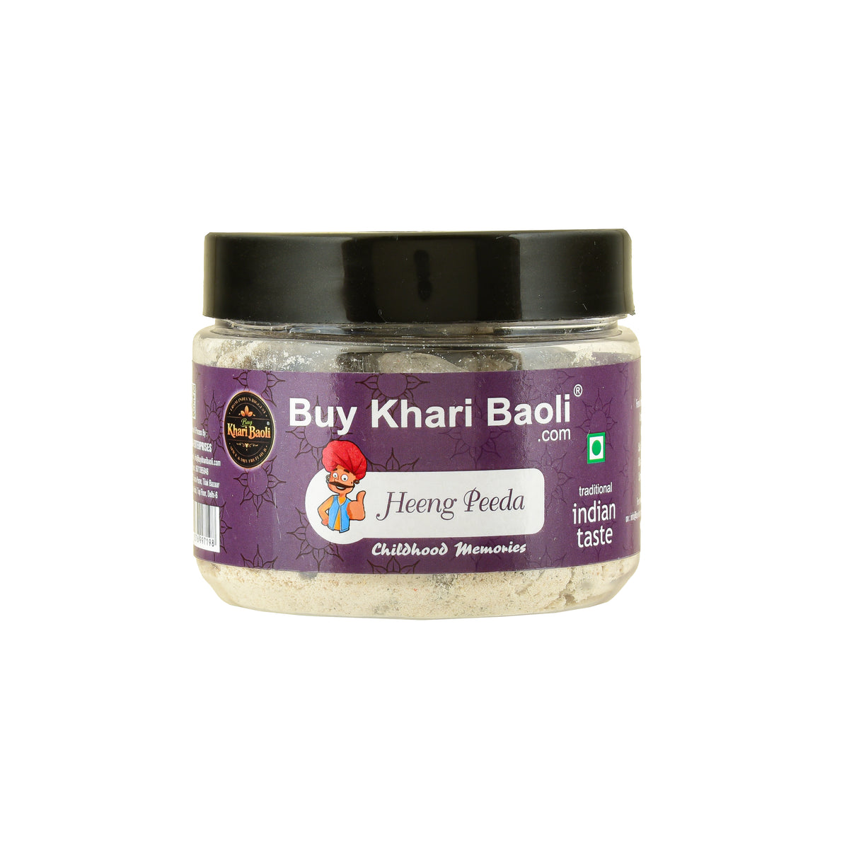 Jar of Khari Baoli with a purple label