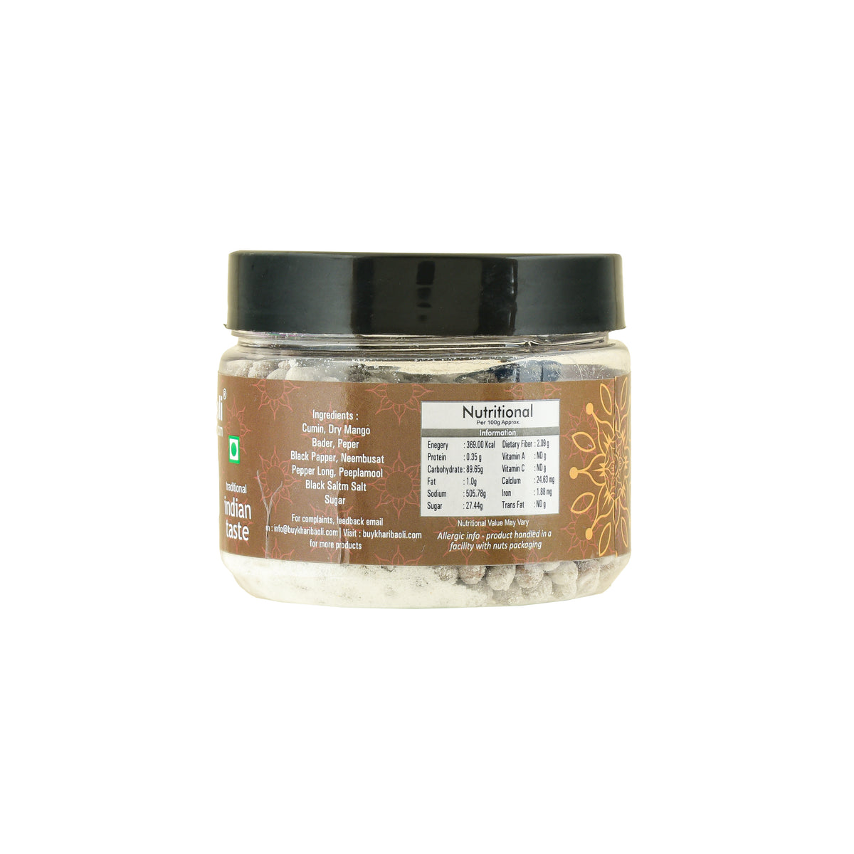 Jar of a spice mix with a label on a white background