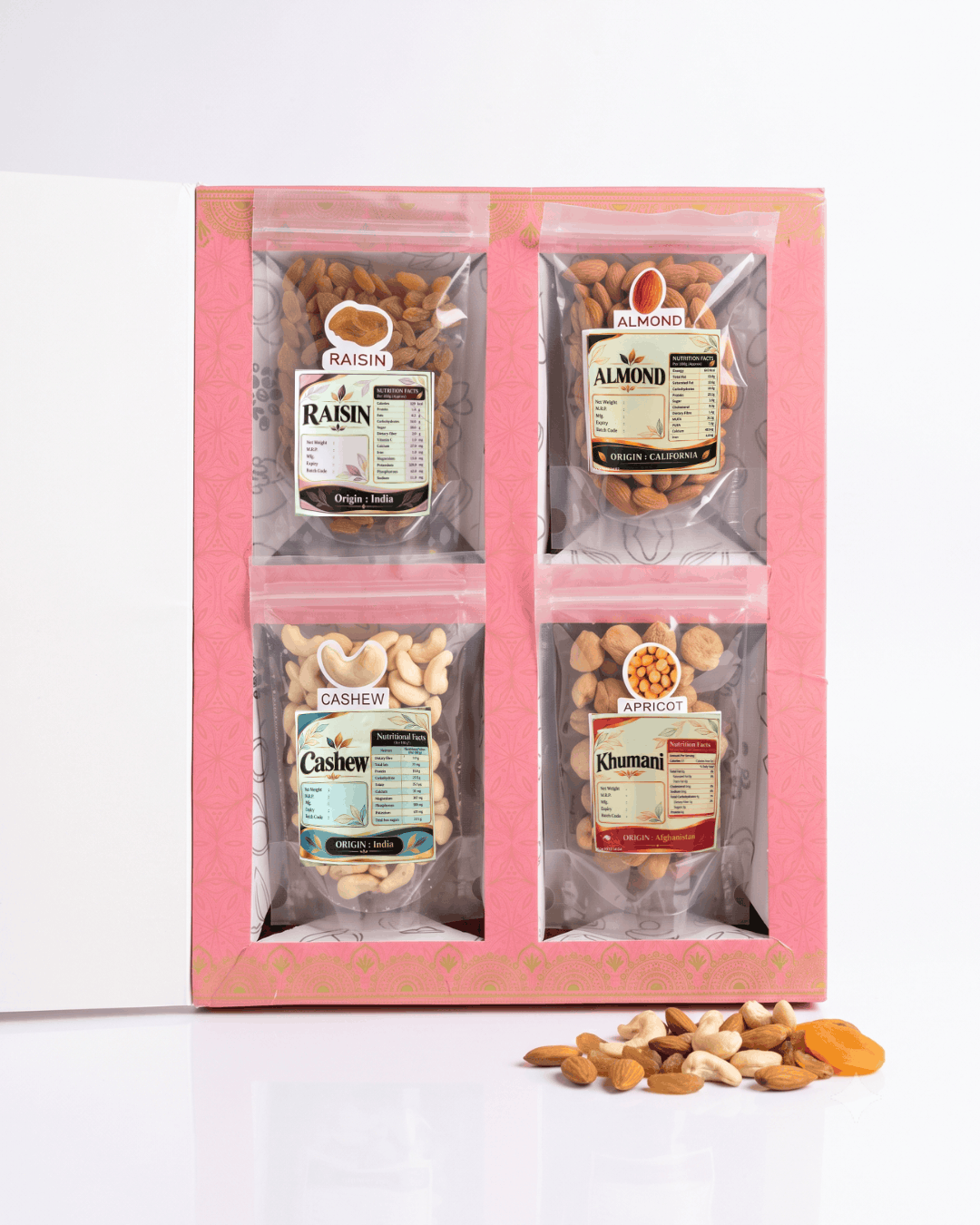 Festive Happiness (Executive) - 4-in-1 Dry Fruit & Trail Mix Hamper (600g)