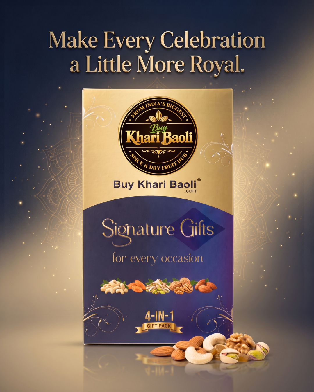 Signature Gift Box (Diamond) - Ultimate 2kg Royal Dry Fruit Hamper