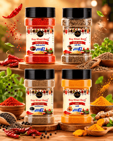 SPICE TRAVEL PACK (100gmHaldi+100gmJeera +100gmBlack Pepperpowder + 100Tikhi Lal Mirch)