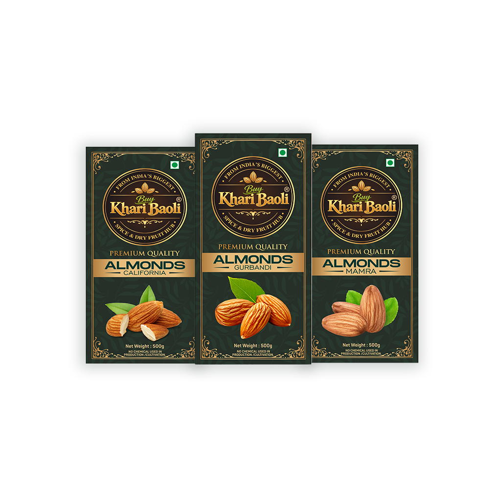 Three packages of Khari Baoli Almonds