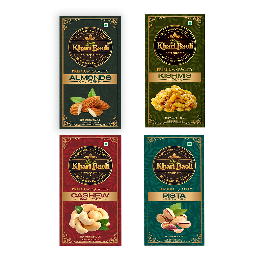 DRY FRUITS COMBO(Almond California+ Kishmish+ Cashew +Pista)500gm each