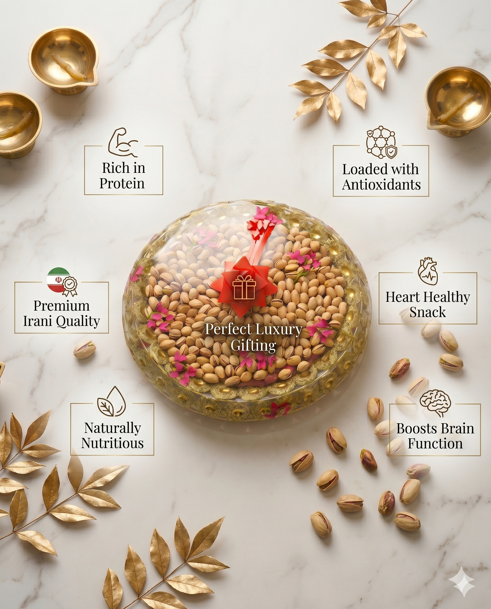 Luxury Pistachio Dry Fruit Platter by Buy Khari Baoli