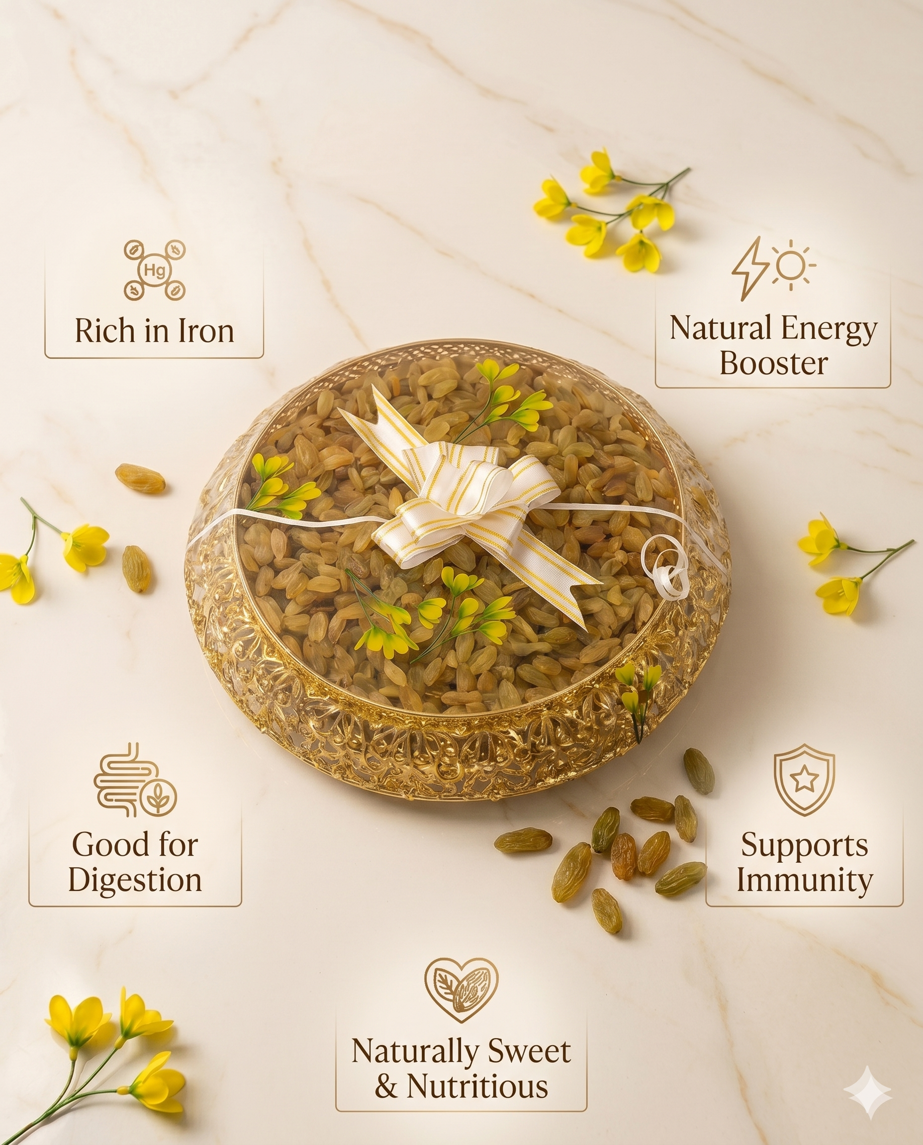 Premium Raisins Golden Festive Gift Thaali