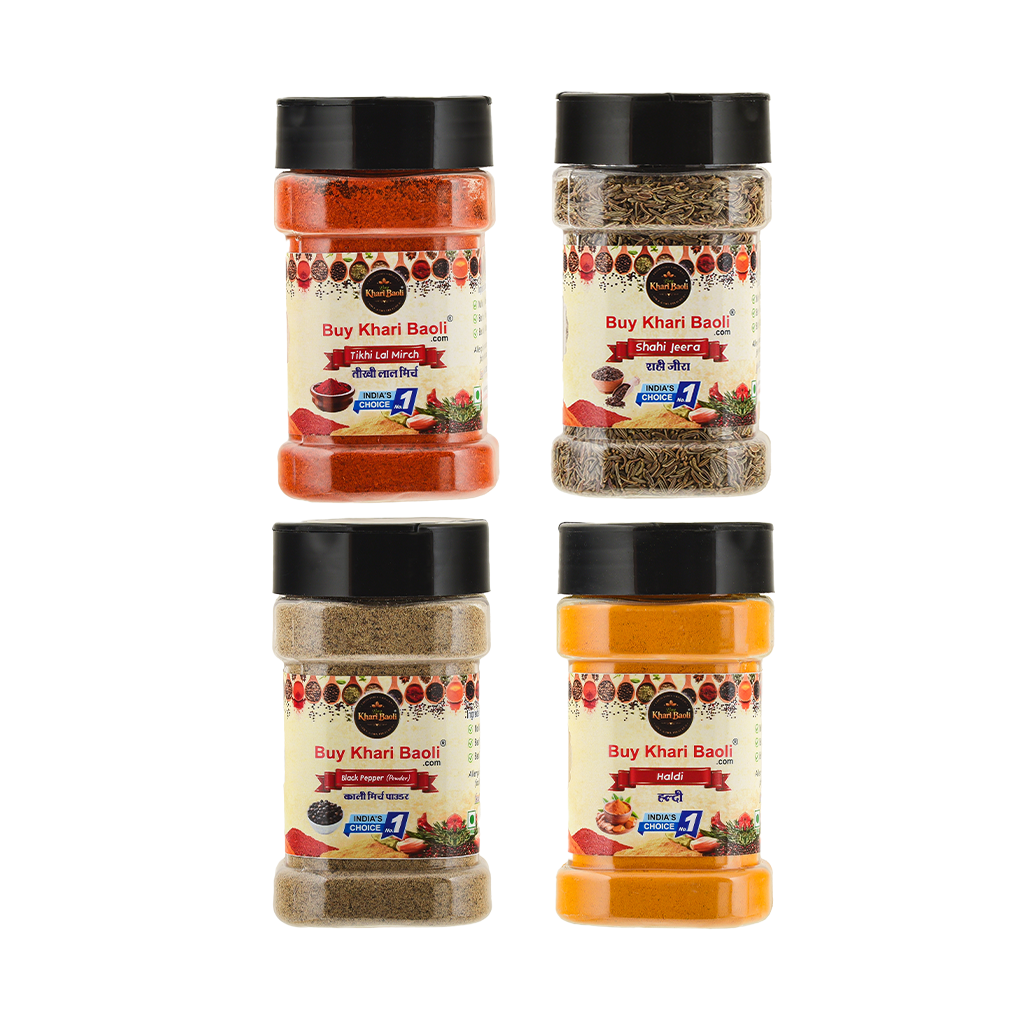 SPICE TRAVEL PACK (100gmHaldi+100gmJeera +100gmBlack Pepperpowder + 100Tikhi Lal Mirch)