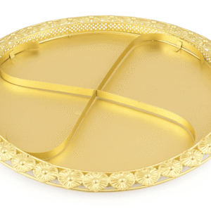 Ornate Gold Serving Tray with Floral Border